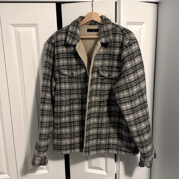 All Saints Anvik Jacket Overshirt Grey Checked Large - Picture 3 of 6